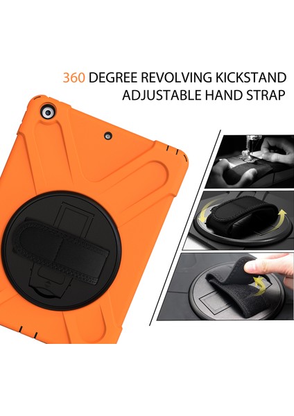 X Shape Pc Tpu Hibrit 360 Derece Dönebilen Tekme Standı Omuz Askısı iPad 10.2 (2019 2020 2021) TURUNCU Tablet Kılıfı (Yurt Dışından)