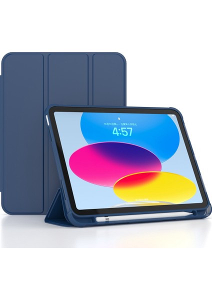 iPad 10.9 (2022) IPAD 10. Nesil Üç Katlı Stand Pu Deri Otomatik Uyandırma uyku Akıllı Kalem Yuvası Tutucu Tablet Kılıfı (Yurt Dışından)