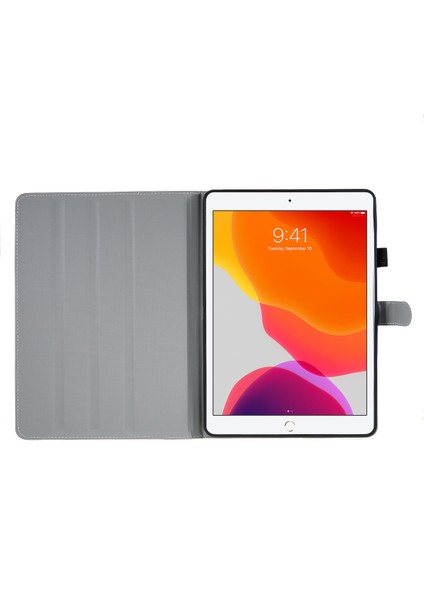 iPad 10.2 Koruyucu (2019 2020 2021) Pu Deri Izgaralar Desenli Standlı Tablet Kılıfı (Yurt Dışından)