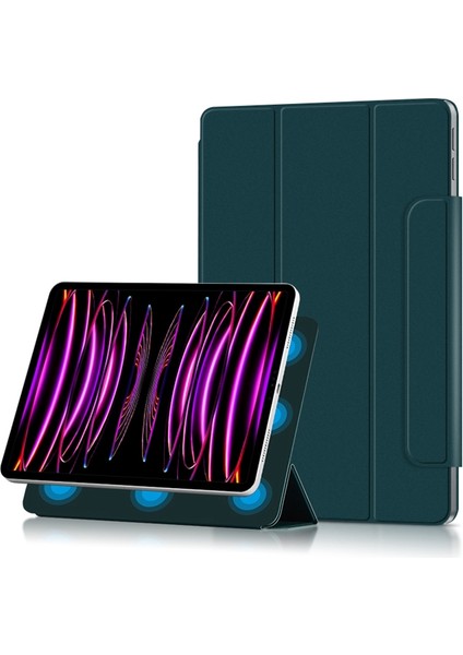 iPad Pro 12.9 Pu Deri Manyetik Kapatma Üç Katlı Stand Çevirme Koruyucu Tablet Kılıfı (Yurt Dışından)