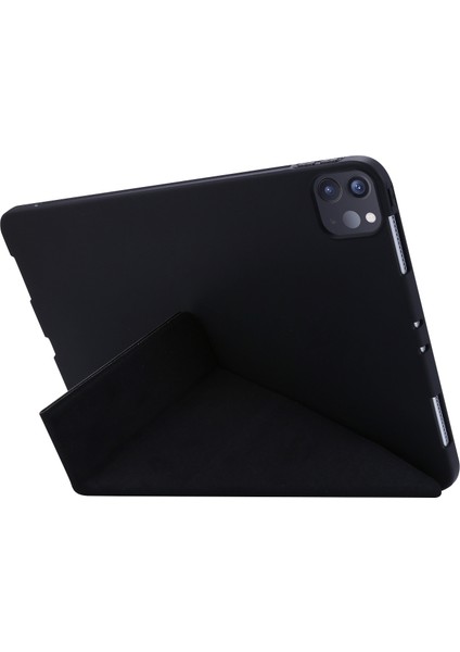 iPad Pro 11 (2024) Origami Standı Pu Deri Otomatik Uyku uyandırma Gece Yarısı i ile Silikon Tablet Kılıfı (Yurt Dışından)