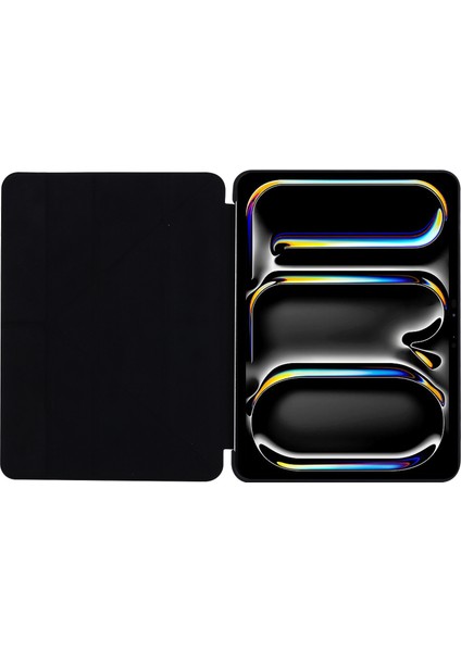 iPad Pro 11 (2024) Origami Standı Pu Deri Otomatik Uyku uyandırma Gece Yarısı i ile Silikon Tablet Kılıfı (Yurt Dışından)