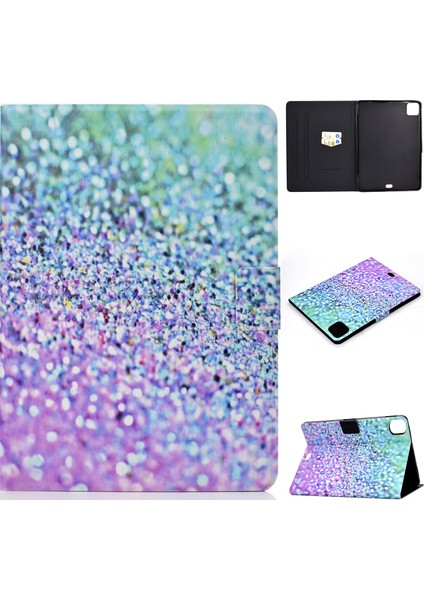Desenli Baskı Deri Standlı iPad Pro 11 Inç (2021) AIR 11 (2024) GLITTERY Element Tablet Kılıfı (Yurt Dışından)