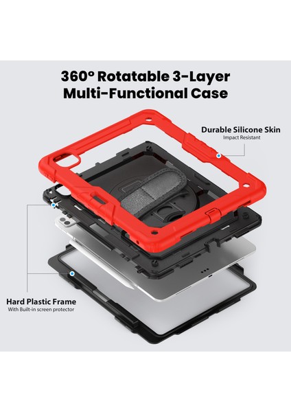 iPad Pro 13 (2024) Stand Case Pc Silikon Ekran Filmi omuz Askısı Tablet Kılıfı (Yurt Dışından) fırsatları