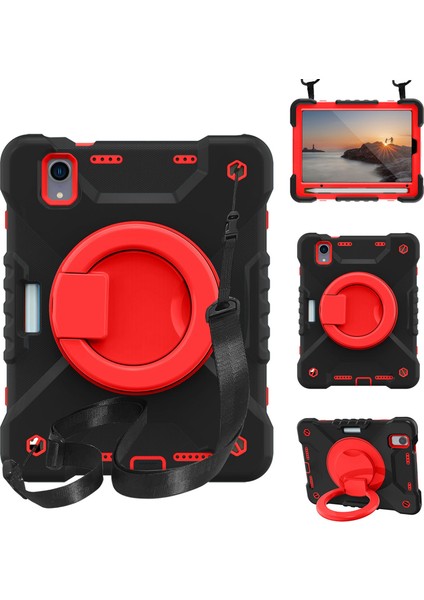 360 Derece Dönen Tekme Standı Çizilmez Düşmez Pc Omuz Askılı Silikon iPad Mini (2021) Tablet Kılıfı (Yurt Dışından)