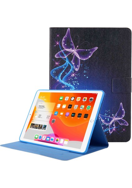 Desen Baskı Kartı Yuvası iPad 10.2 (2019 2020 2021) Deri Sihirli Ler Tablet Kılıfı (Yurt Dışından)