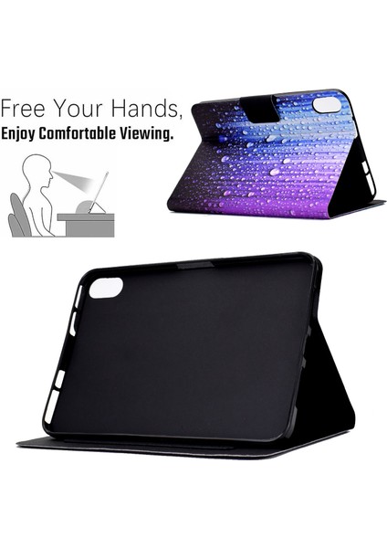 iPad 10.9 (2022) IPAD 10. Nesil Desen Baskı Pu Deri Stand Otomatik Uyandırma uyku Kart Tutuculu Akıllı Su Damlası Tablet Kılıfı (Yurt Dışından)