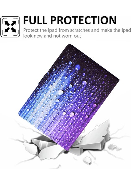 iPad 10.9 (2022) IPAD 10. Nesil Desen Baskı Pu Deri Stand Otomatik Uyandırma uyku Kart Tutuculu Akıllı Su Damlası Tablet Kılıfı (Yurt Dışından)