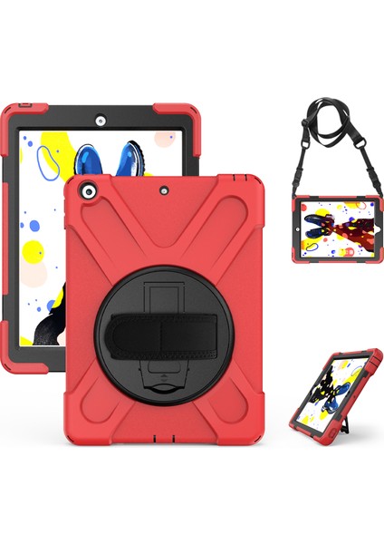 X Shape Pc Tpu Hibrit 360 Derece Dönebilen Tekme Standı Omuz Askısı iPad 10.2 (2019 2020 2021) Tablet Kılıfı (Yurt Dışından)