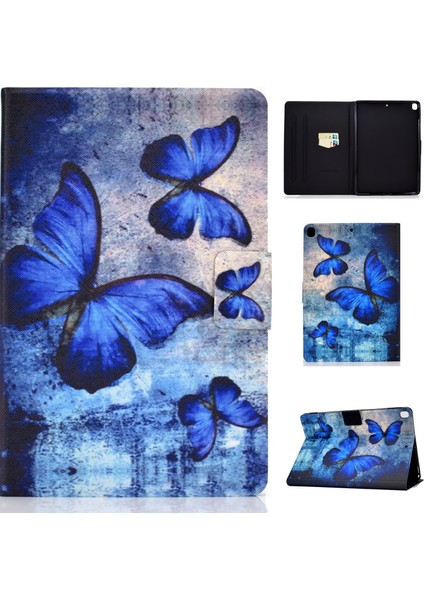 Apple iPad 10.2 (2019 2020 2021) Tam Vücut Koruma Desenli Baskı Pu Deri Stand Folio Kart Tutuculu Tablet Kılıfı (Yurt Dışından)