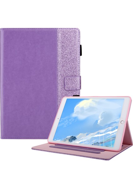 Glitter Parlak Deri iPad 10.2 (2019 2020 2021) Kart Yuvalı Kabuğu Standı Tablet Kılıfı (Yurt Dışından)