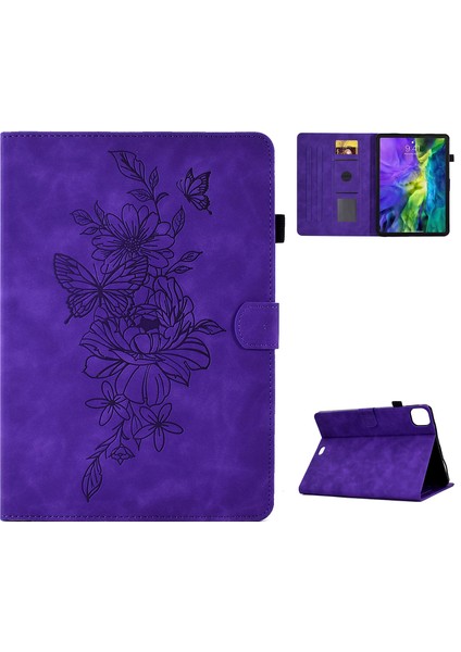 For Air 11 (2024) AIR (2020 2022) Deri Çiçek Desenli Stand Tablet Kılıfı (Yurt Dışından)