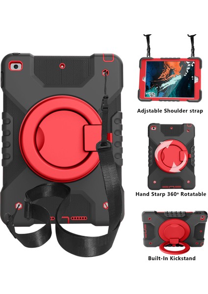 iPad 10.2 (2019 2020 2021) 360 Derece Dönebilen Stand Tamı Pc Silikon Hibrit ve Omuz Askısı Tablet Kılıfı (Yurt Dışından)