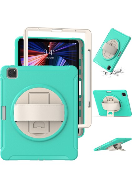 iPad Air 13 (2024) Döner Tekme Standı Pc Tpu Manyetik Emici Kalem Yuvası ile Nane i Tablet Kılıfı (Yurt Dışından)