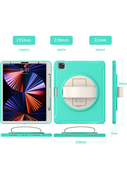 iPad Air 13 (2024) Döner Tekme Standı Pc Tpu Manyetik Emici Kalem Yuvası ile Nane i Tablet Kılıfı (Yurt Dışından)