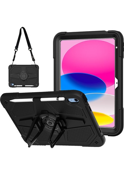 iPad 10.9 (2022) Stand Case Pc Silikon yi Önleyici Omuz Askılı Tablet Kılıfı (Yurt Dışından)
