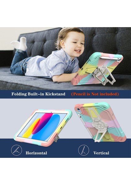 iPad 10.9 (2022) Stand Case Pc Silikon yi Önleyici Omuz Askılı Tablet Kılıfı (Yurt Dışından)