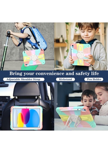 iPad 10.9 (2022) Stand Case Pc Silikon yi Önleyici Omuz Askılı Tablet Kılıfı (Yurt Dışından)
