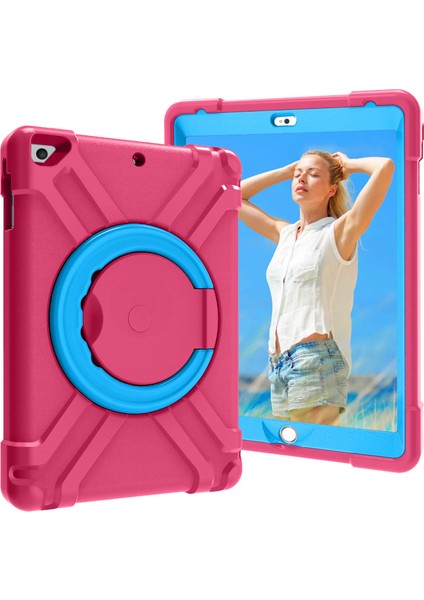 360° Dönebilen Tekme Standı Pc Silikon Hibrit Apple iPad Air air 2 Rose stand Tablet Kılıfı (Yurt Dışından)