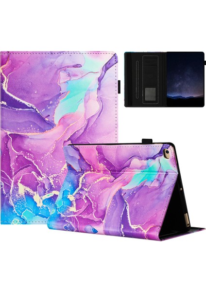 iPad 9.7 Inç (2018 2017) Folio Standı Mermer Desenli Deri Akıllı Tablet Kılıfı (Yurt Dışından)