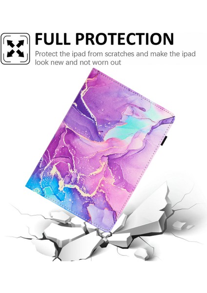 iPad 9.7 Inç (2018 2017) Folio Standı Mermer Desenli Deri Akıllı Tablet Kılıfı (Yurt Dışından)