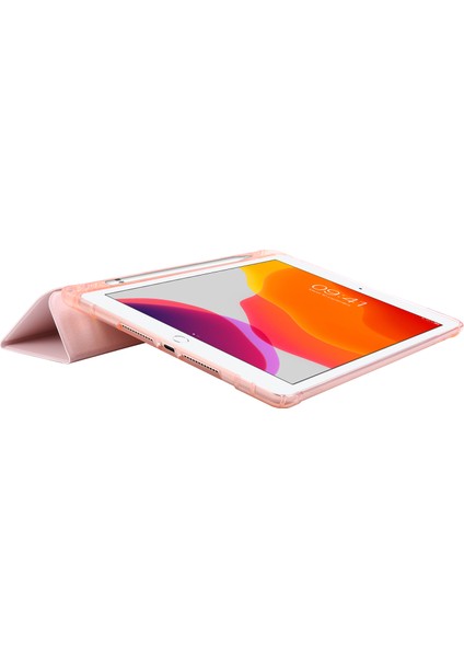 iPad 10.2 (2019 2020 2021) Kalem Yuvalı Üç Katlı Stand Deri Kabuğu Tablet Kılıfı (Yurt Dışından)