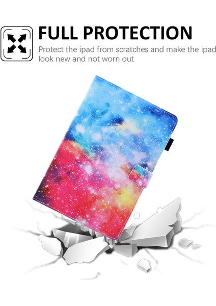 iPad 10.9 (2022) IPAD 10. Nesil Desen Baskı Standı Çapraz Doku Pu Deri Kart Tutucu Kalem Döngü Tutucu Tablet Kılıfı (Yurt Dışından)
