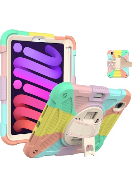 iPad Mini (2021) Silikon Pc Koruyucu Döner Tekme Standı Kalem Tutuculu Çok Tablet Kılıfı (Yurt Dışından)