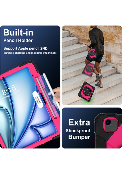 iPad Air 13 (2024) Stand Case Silikon Pc Tablet Kılıfı (Yurt Dışından)