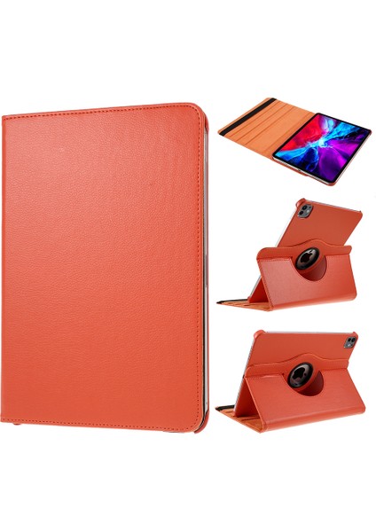 iPad Pro 13 (2024) Pu Deri 360 Derece Dönen Stand Turuncu Tablet Kılıfı (Yurt Dışından)