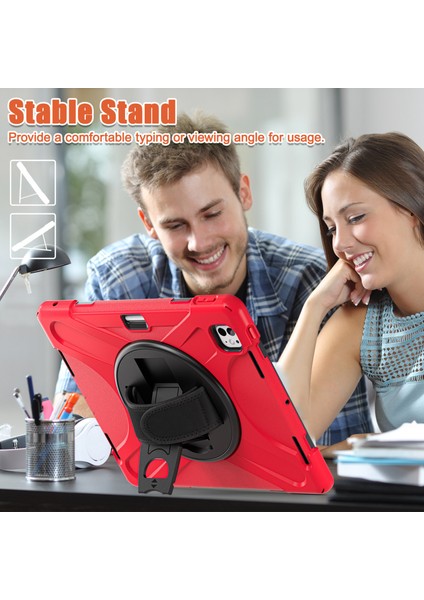 iPad Pro 11 (2024) 360 Derece Döner El Kayışı Tpu Pc Silikon Standı Tablet Kılıfı (Yurt Dışından) fiyatları