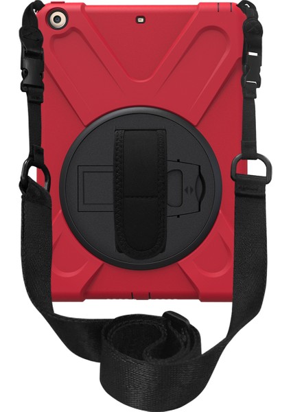 iPad 9.7 (2018 2017) X Shape 360 ​​derece Dönebilen Pc Tpu Combo Standı Omuz Askılı Koruyucu Tablet Kılıfı (Yurt Dışından)