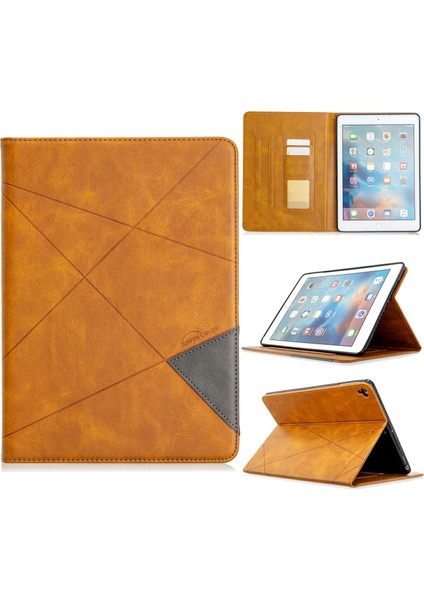 Geometrik Desenli Standlı Deri Akıllı iPad iPad 9 7 Inç (2018 2017) Tablet Kılıfı (Yurt Dışından)