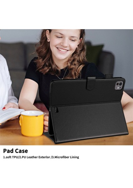 iPad Pro 13 (2024) Kart Tutucu Eşkenar Dörtgen Izgara Pu Deri Standı Tablet Kılıfı (Yurt Dışından)
