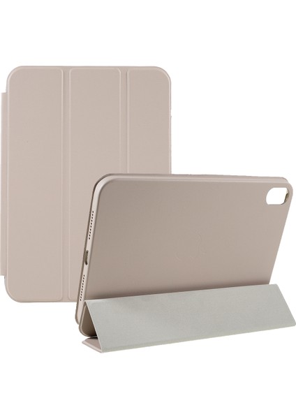 Pu Deri Üç Katlı Stand Koruması iPad Mini (2021) GRI Tablet Kılıfı (Yurt Dışından)