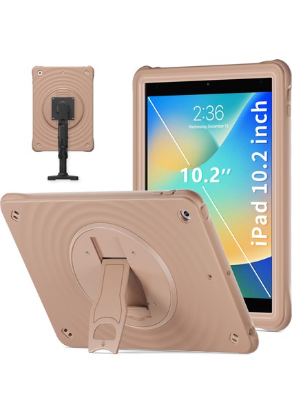 iPad 10.2 (2019 2020 2021) Dönebilen Standı Pc Silikon Tpu Latte Tablet Kılıfı (Yurt Dışından)