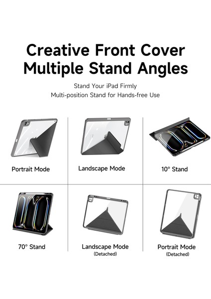 iPad Pro 11 (2024) Origami Standlı Pu Deri Akıllı Çıkarılabilir Tablet Kılıfı (Yurt Dışından)
