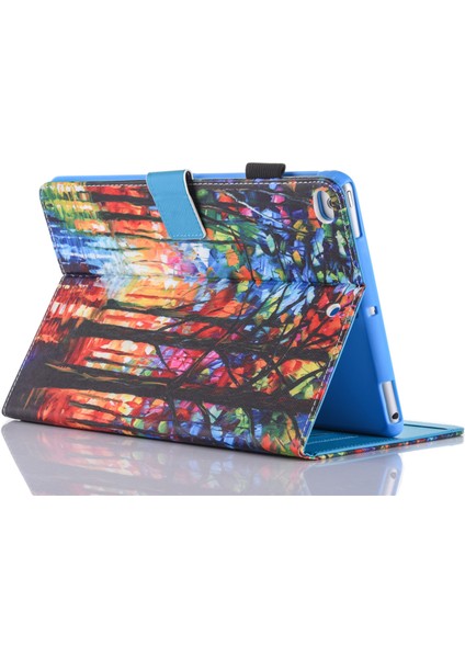 Desen Baskı Kartı Tutucu Deri Stand Akıllı Koruma Kabuğu iPad 9 7 Inç (2017 2018) RENKLI Ağaçlar Tablet Kılıfı (Yurt Dışından)