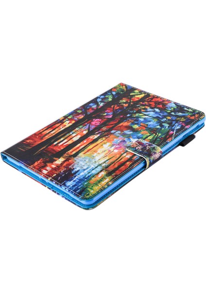 Desen Baskı Kartı Tutucu Deri Stand Akıllı Koruma Kabuğu iPad 9 7 Inç (2017 2018) RENKLI Ağaçlar Tablet Kılıfı (Yurt Dışından)