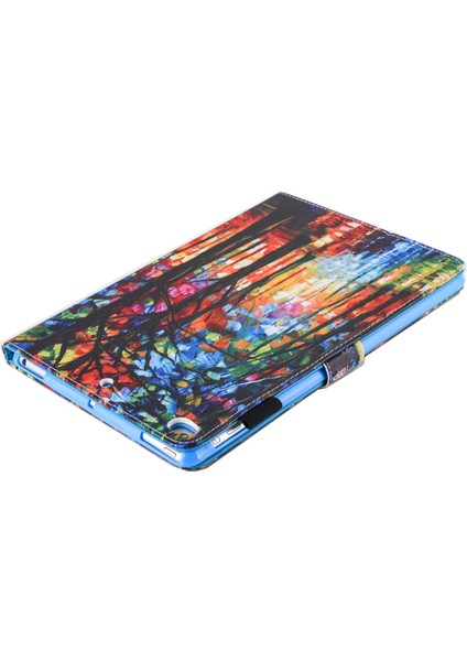 Desen Baskı Kartı Tutucu Deri Stand Akıllı Koruma Kabuğu iPad 9 7 Inç (2017 2018) RENKLI Ağaçlar Tablet Kılıfı (Yurt Dışından)