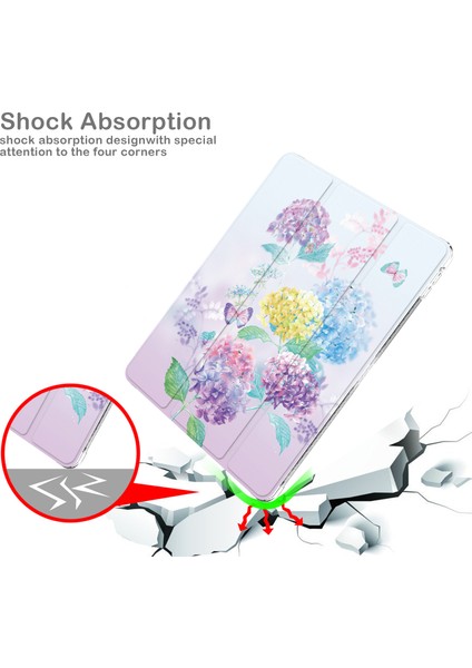 Desen Baskı Üç Katlı Stand Pu Deri Tpu Arka Panel iPad 10.2 (2019 2020 2021) ÇIÇEK RENKLI Tablet Kılıfı (Yurt Dışından)