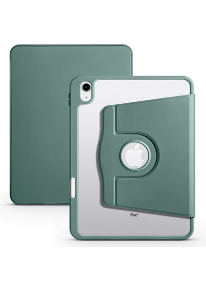 iPad 10.9 (2022) Pu Deri Akrilik Döner Tekme Standı Kalem Tutucu Tablet Kılıfı (Yurt Dışından)