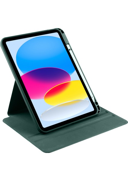 iPad 10.9 (2022) Pu Deri Akrilik Döner Tekme Standı Kalem Tutucu Tablet Kılıfı (Yurt Dışından)
