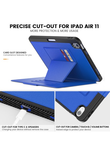 iPad Air 11 (2024) Stil B Otomatik Uyandırma uyku Pu Deri Kart Tutucu Kalem Yuvası ile Standı Tablet Kılıfı (Yurt Dışından) indirimleri