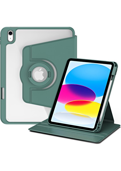iPad 10.9 (2022) Akıllı Pu Deri Akrilik Döner Tekme Standı Koruyucu Gece Yarısı i Tablet Kılıfı (Yurt Dışından)