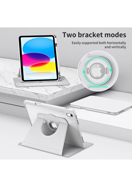 iPad 10.9 (2022) Akıllı Pu Deri Akrilik Döner Tekme Standı Koruyucu Tablet Kılıfı (Yurt Dışından)
