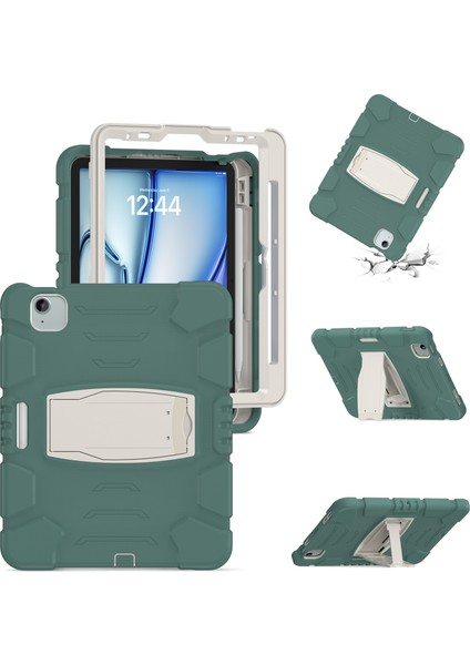 iPad Air 11 (2024) Stand Case Pc Silikon yi Önleyici Zümrüt i Tablet Kılıfı (Yurt Dışından)
