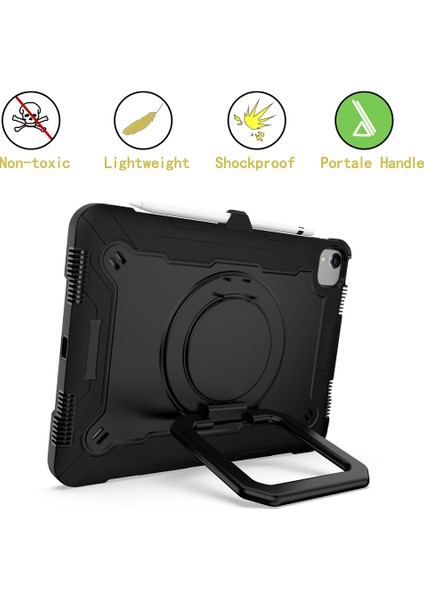 iPad Pro 11 Inç (2021 2020 2022) Döner Tekme Stand Tamlı Çift Korumalı Pc ve Silikon Tablet Kılıfı (Yurt Dışından)