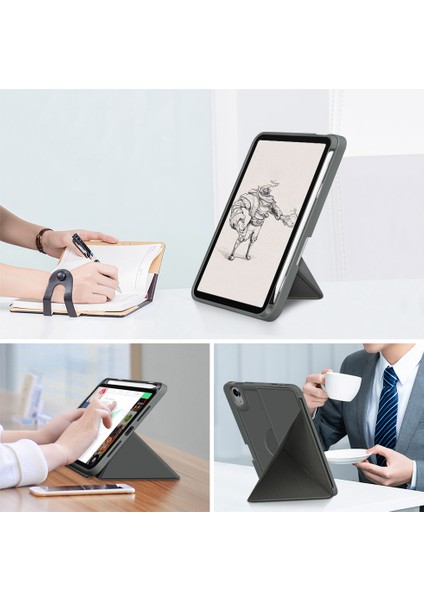 Origami Stand Fonksiyonu Pu Deri ve Tpu Otomatik Uyku uyandırma Koruyucu iPad Mini (2021) Çevirmeli Tablet Kılıfı (Yurt Dışından)