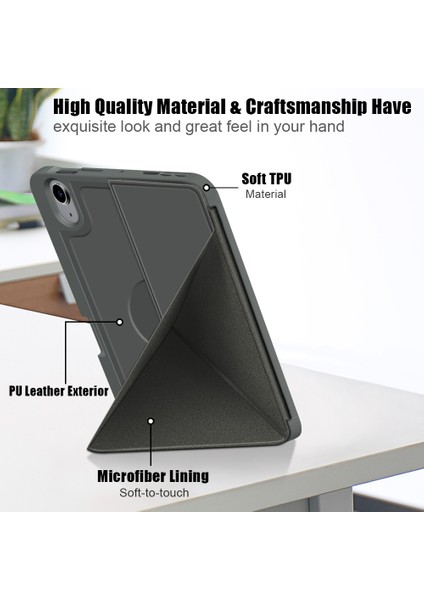 Origami Stand Fonksiyonu Pu Deri ve Tpu Otomatik Uyku uyandırma Koruyucu iPad Mini (2021) Çevirmeli Tablet Kılıfı (Yurt Dışından)